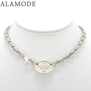 TIFFANY Co Tiffany to Oval Necklace Silver Plate Accessory Jewelry
